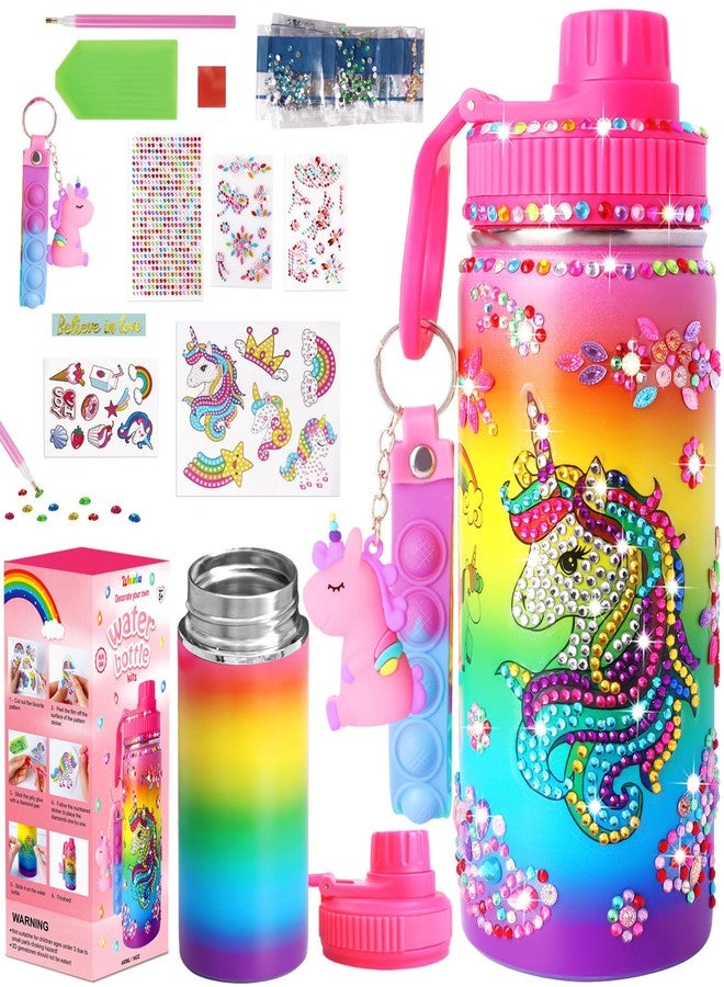 Wninbu Decorate Your Own Water Bottle Kits for Girls,Stainless Steel Unicorn Water Bottle Girls,Arts and Crafts Ages 4-6-8-10,Gem Art Unicorn Toys Gifts Birthday Christmas Stocking Stuffers (Unicorn) - Image 1